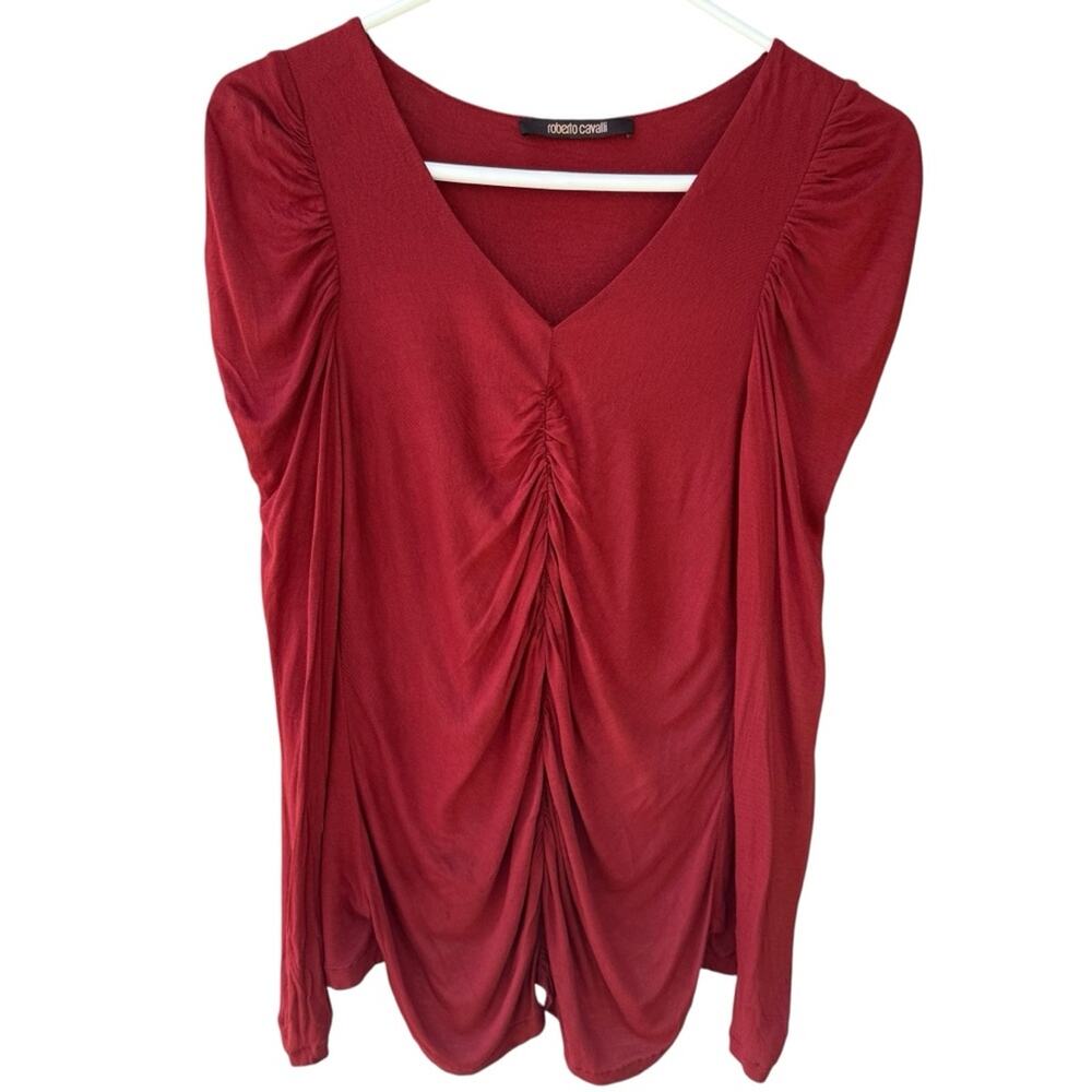 Roberto cavalli v neck ruched long sleeve top‎ xs